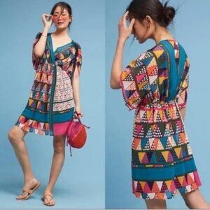 Anthropologie Multicolor Geometric Mini Dress